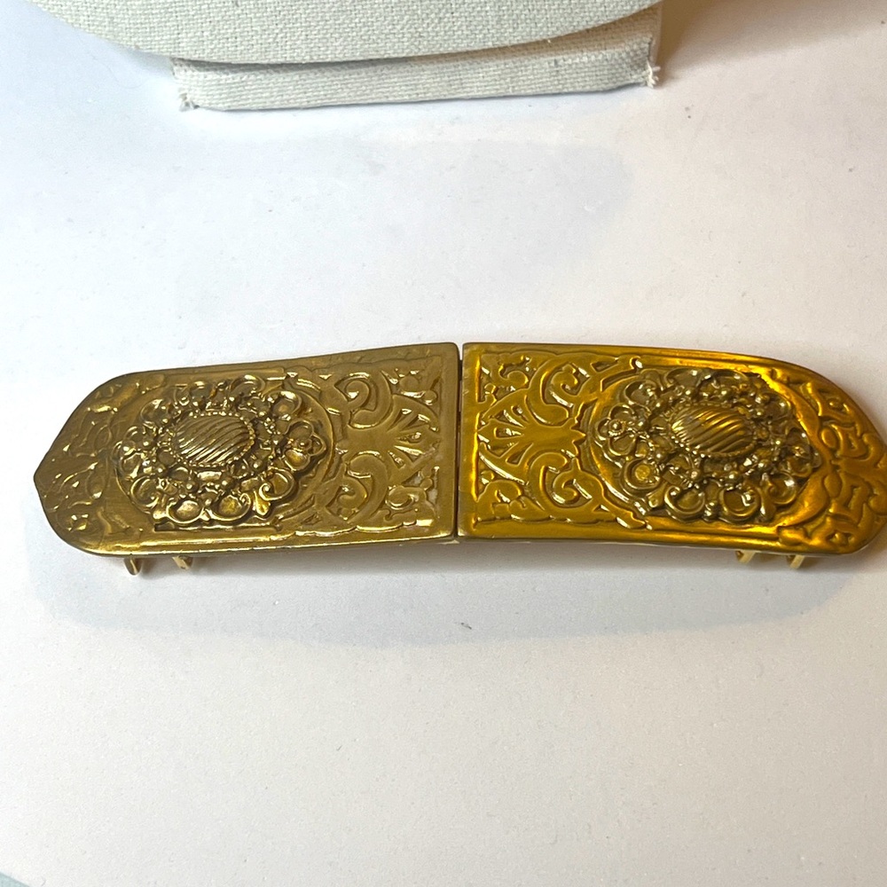 1980s Gay Boyer Gold Metal ornate Buckle